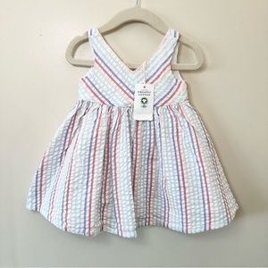 NEW 💕 Hope & Henry 100% Organic Cotton Rainbow-Colored Striped Party Dress